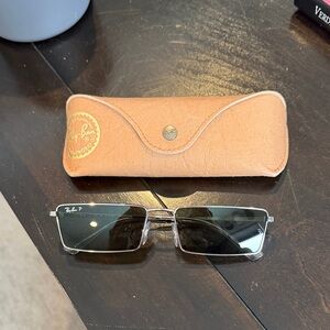 Ray-Ban Silver Sunglasses with Tan Case